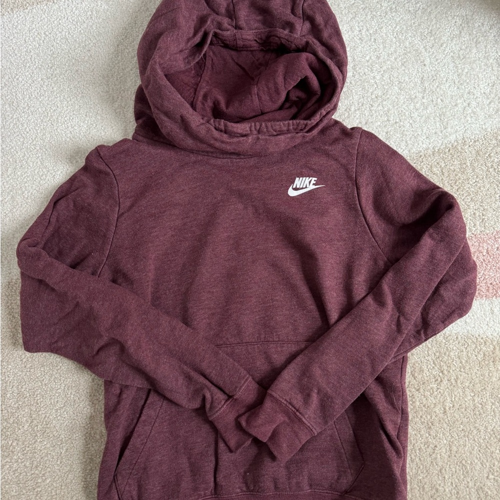 Nike Red and White Long Sleeve Fitted Hoodie